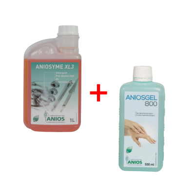 Aniosyme XL3 1L koncentrat do dezynfekcji narzędzi  + preparat do dezynfekcji rąk Aniosgel 800 500 ml  Ecolab