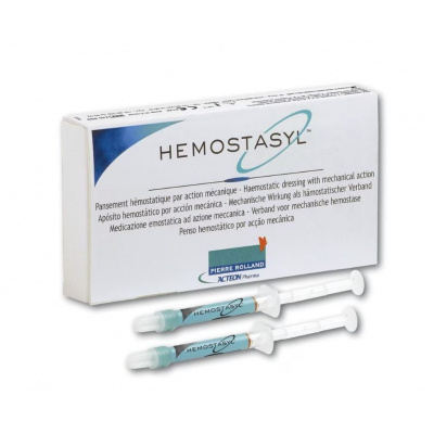 Hemostasyl Kit preparat do tamowania krwawienia 2 x 2 g + 40 szt. aplikatorów 246200 Acteon 